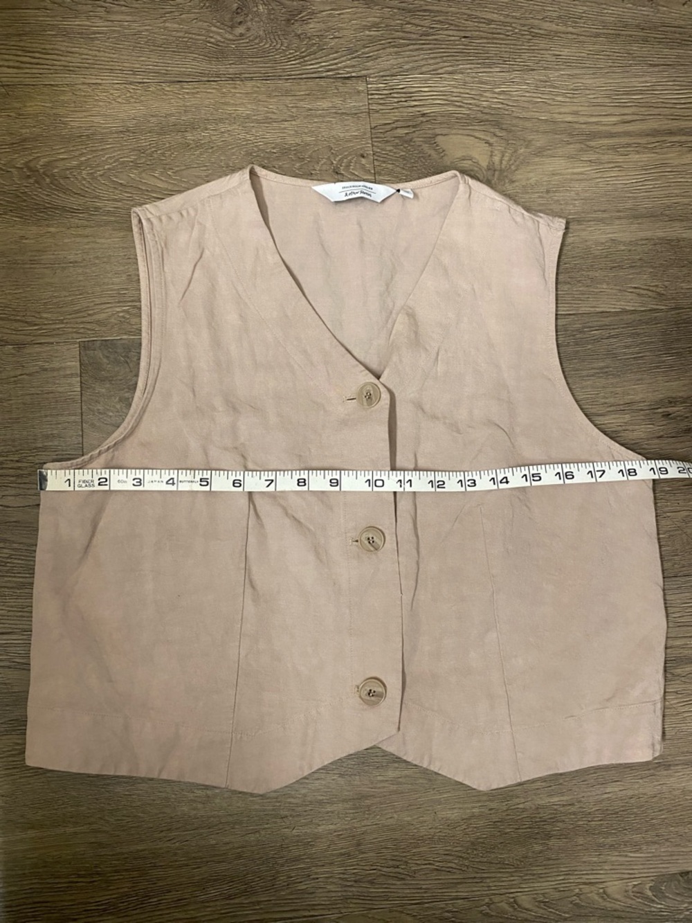 & Other Stories Pale Blush Linen Button Vest - Picture 4 of 6